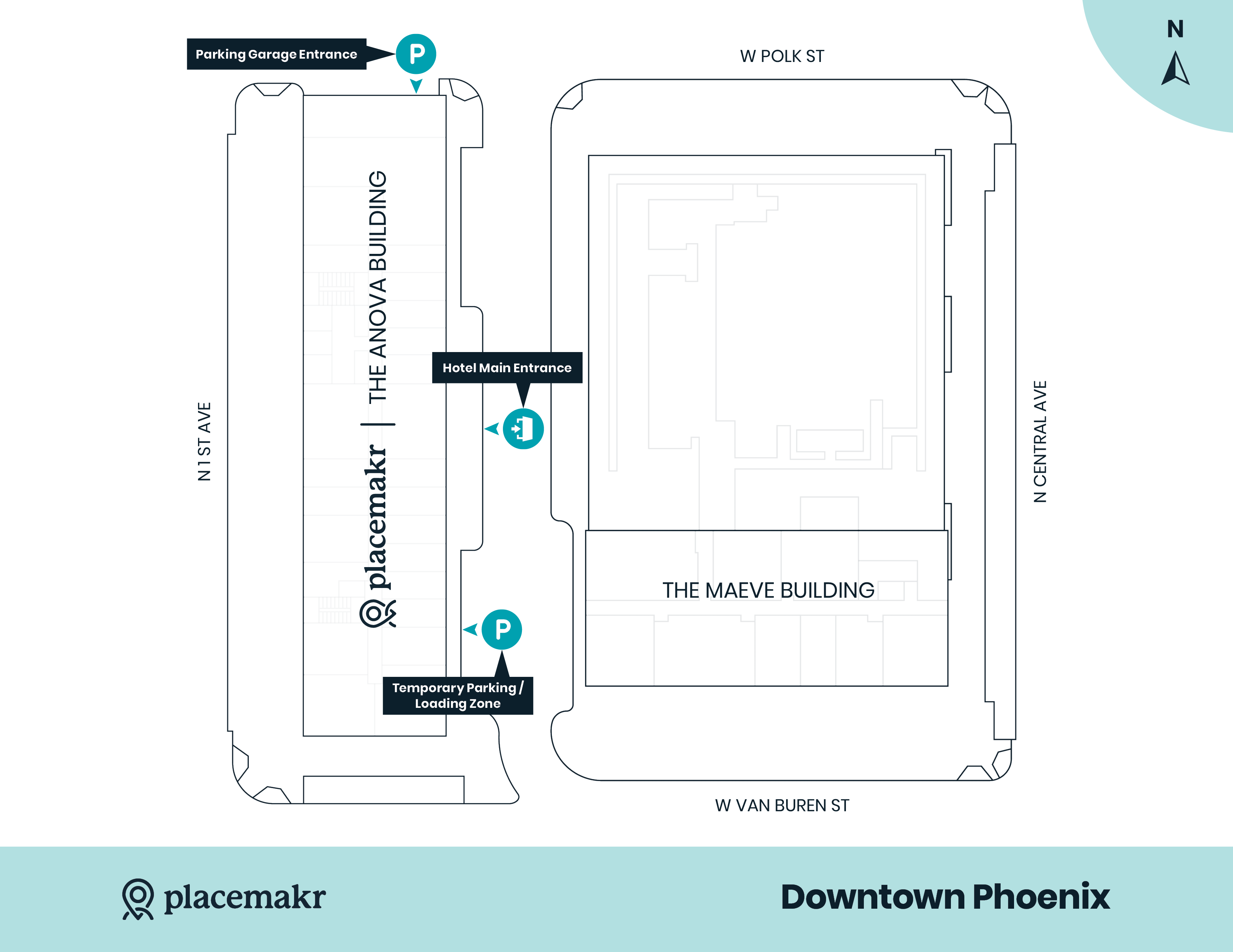 Arrival map for Placemakr Downtown Phoenix