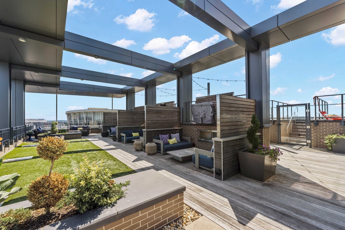 Hotel rooftop terrace. 