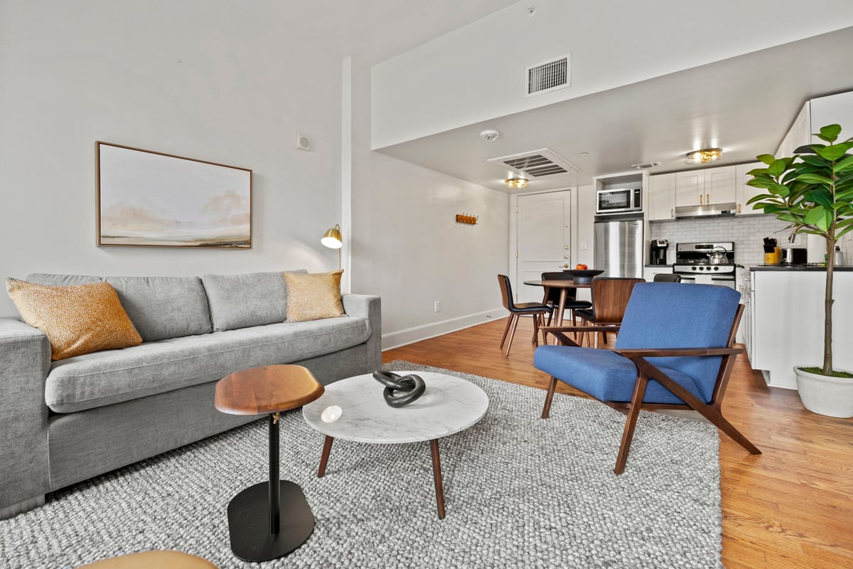 Living and dining spaces.