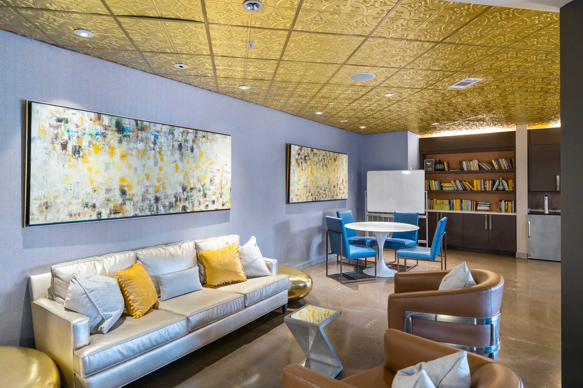 Common area lounge with multiple seating options.