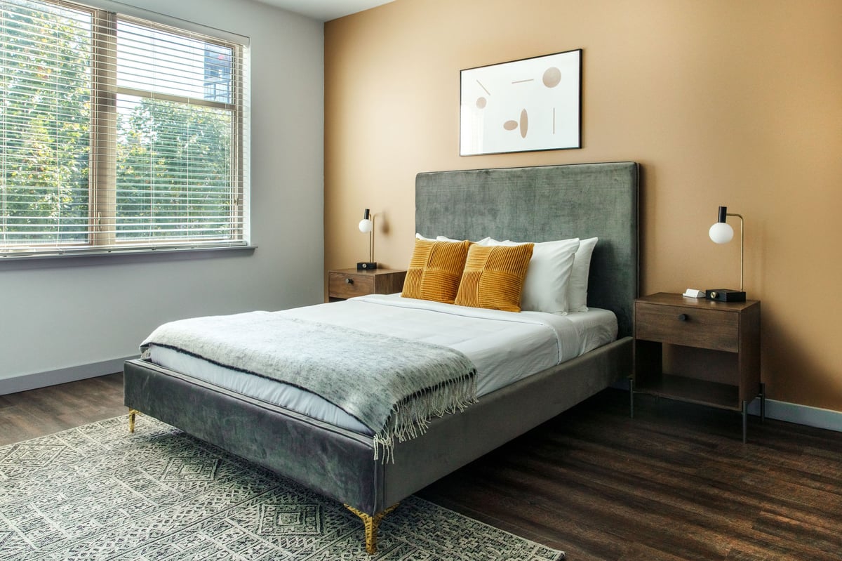 Bedroom with queen bed.