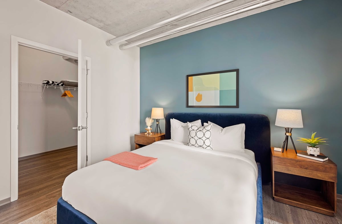 Bedroom with queen bed.