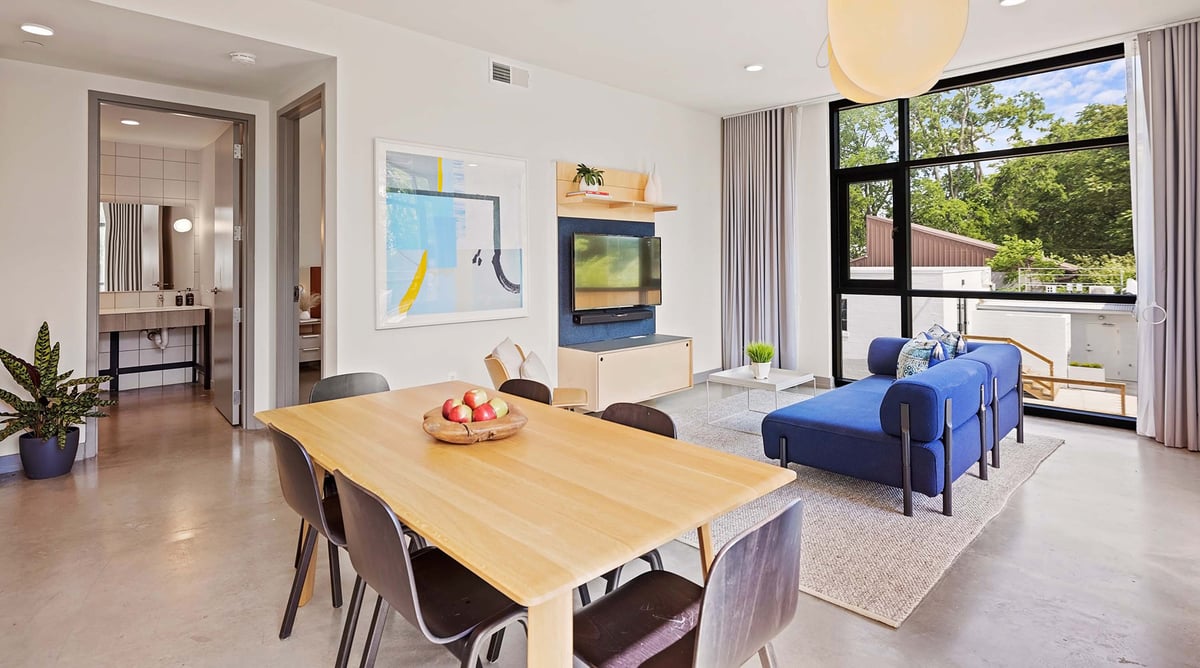 Dining area with living space. 