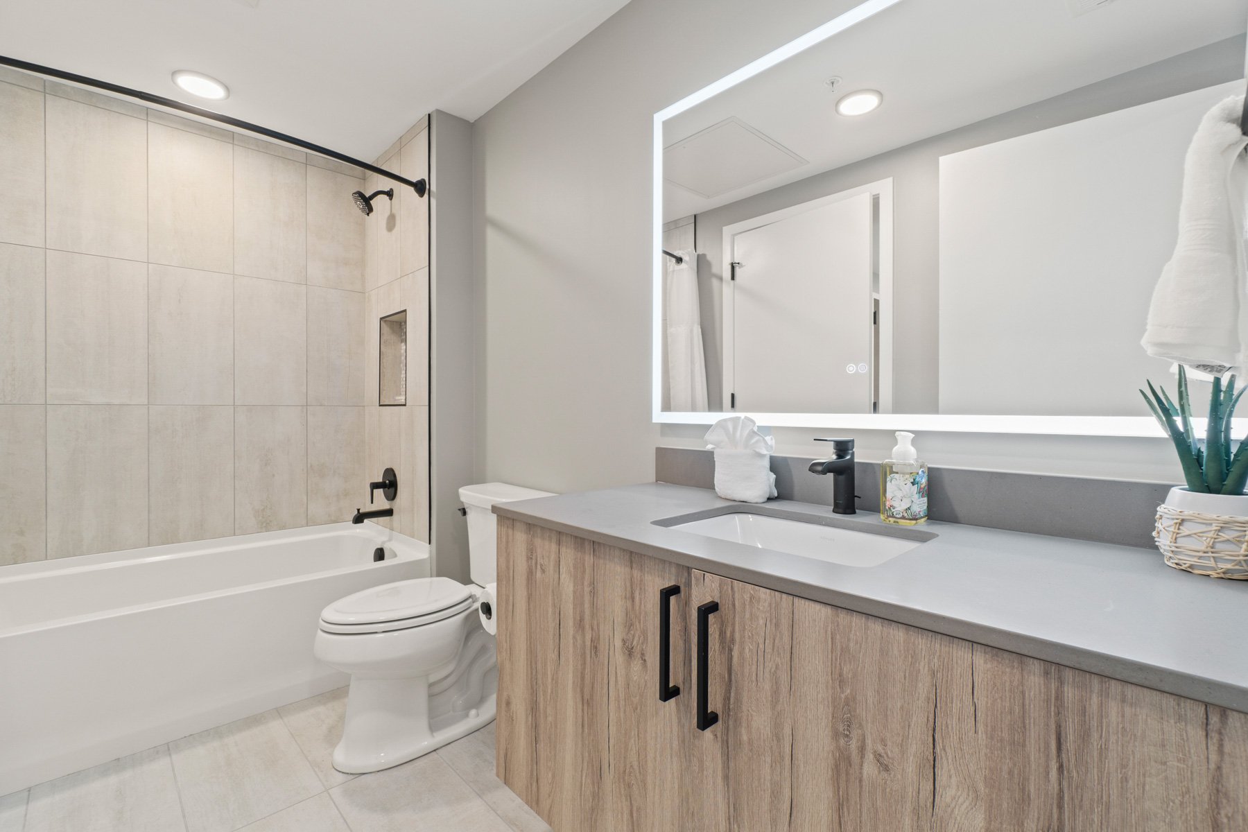 Ultra-modern bathroom with black fixtures