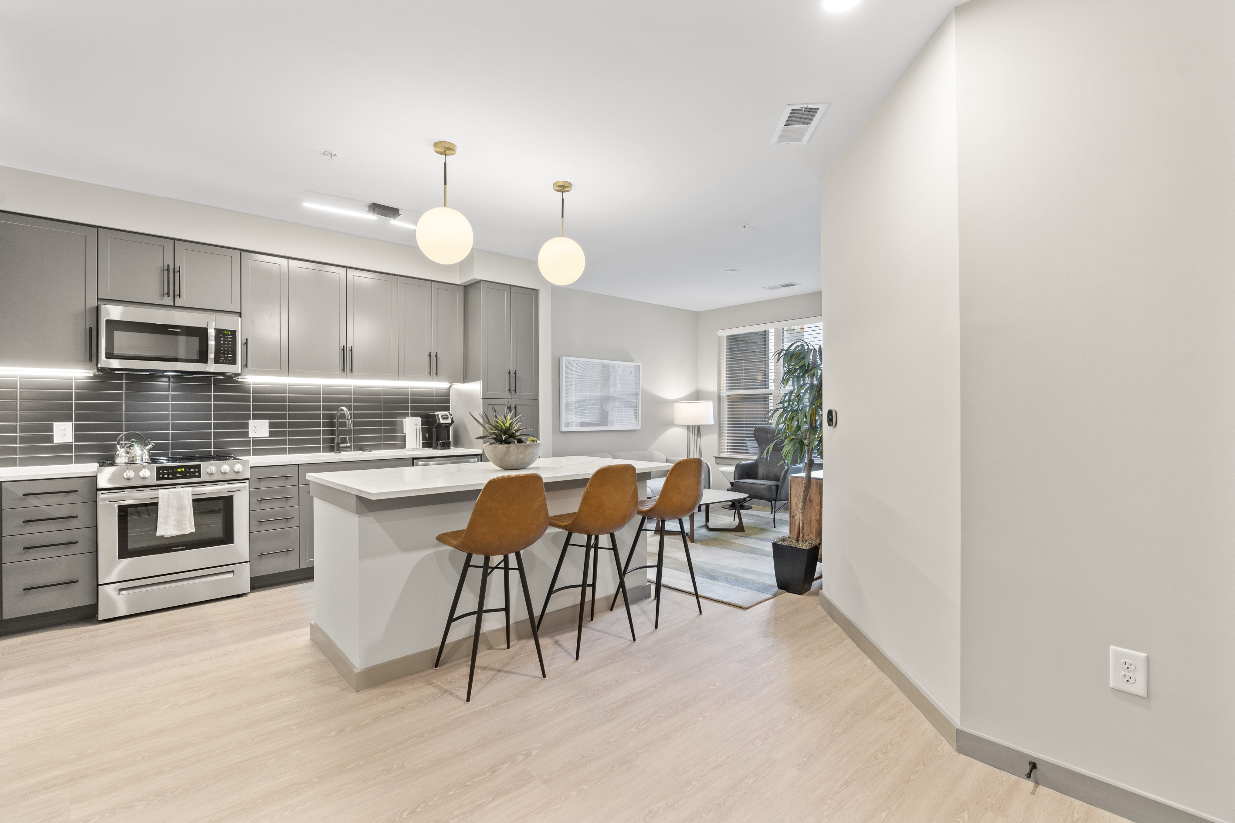 Fully-equipped kitchen with breakfast bar. 