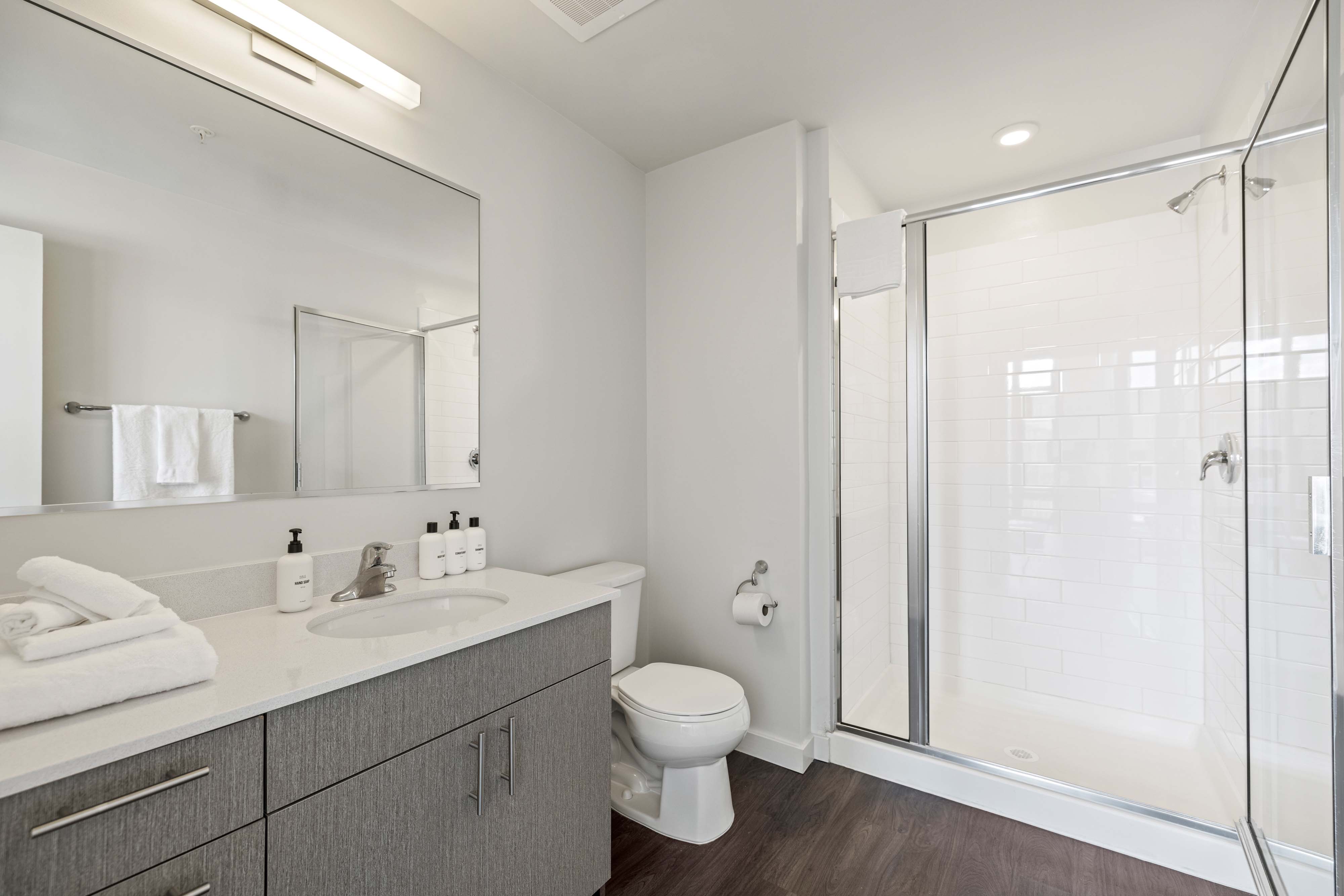 Spacious bathroom with walk in shower