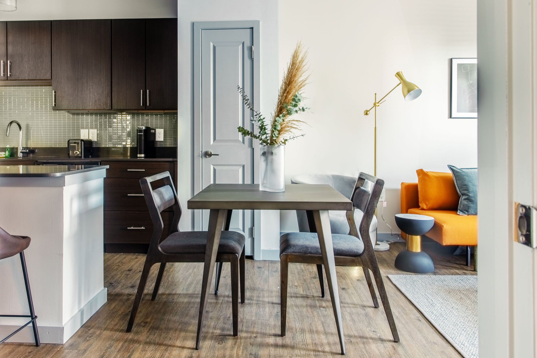 Dining area between kitchen and living room.