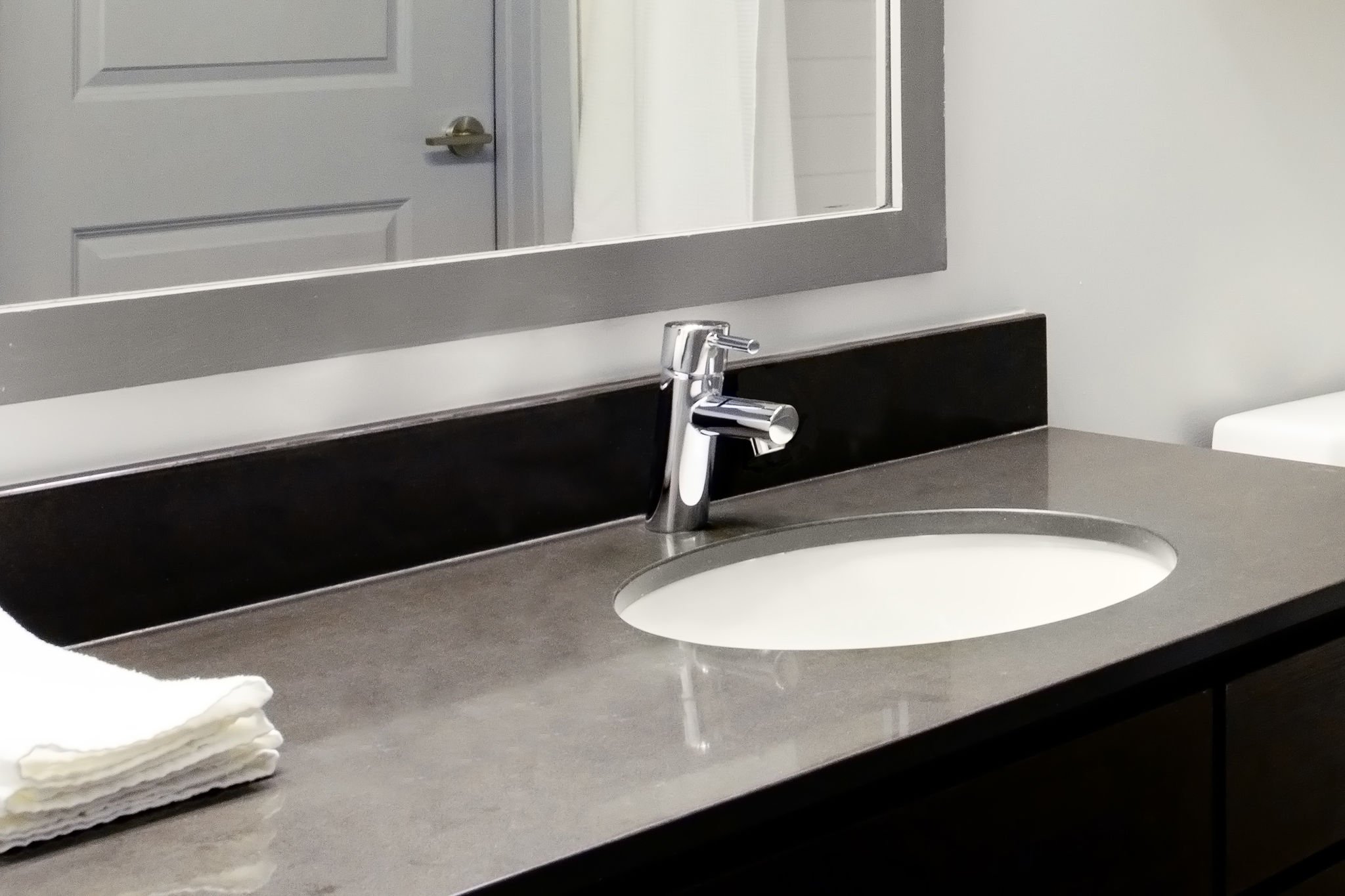 Modern bathroom with sink.