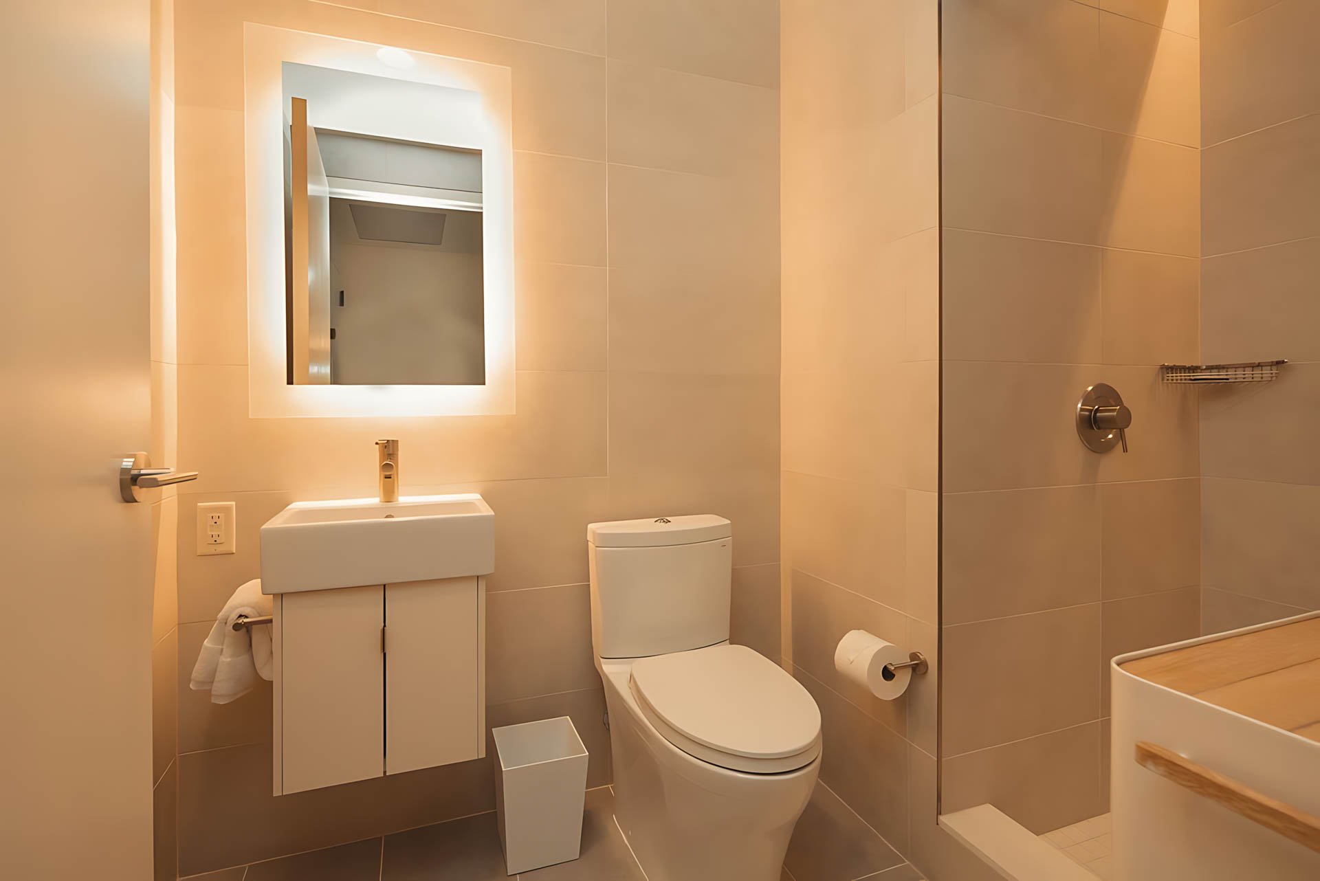 ATGA001_Guestroom_Two Bedroom_Bathroom_Wall-mounted sink lit mirror