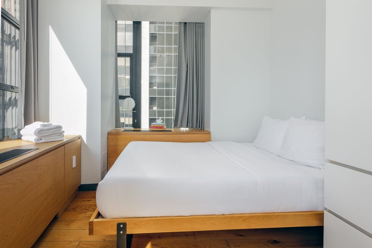 Bedroom with queen bed.