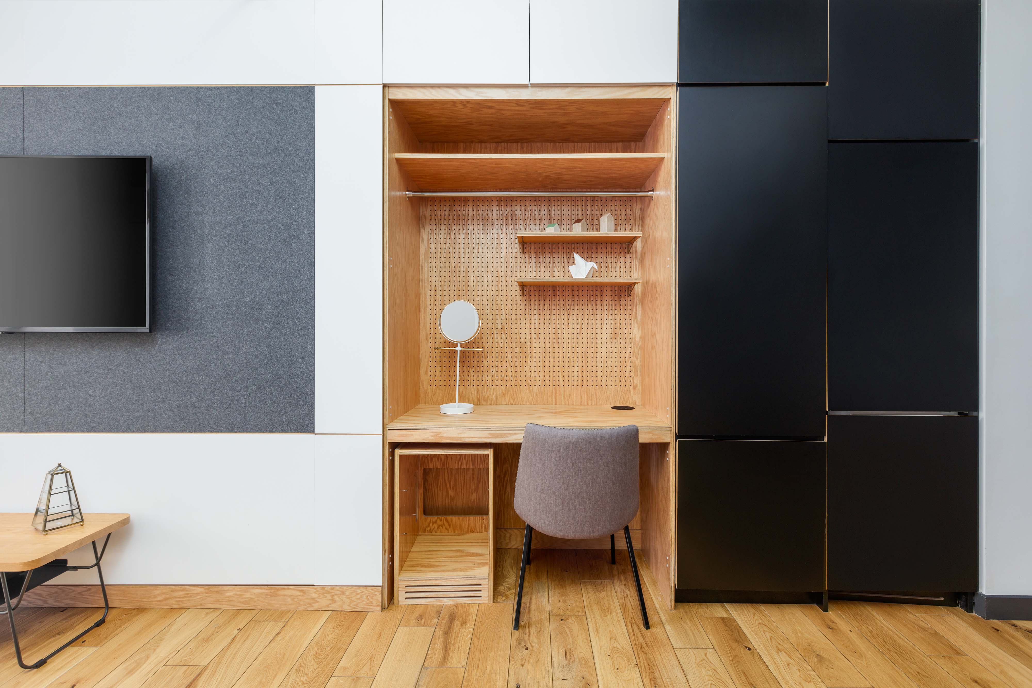 Workspace and living area.