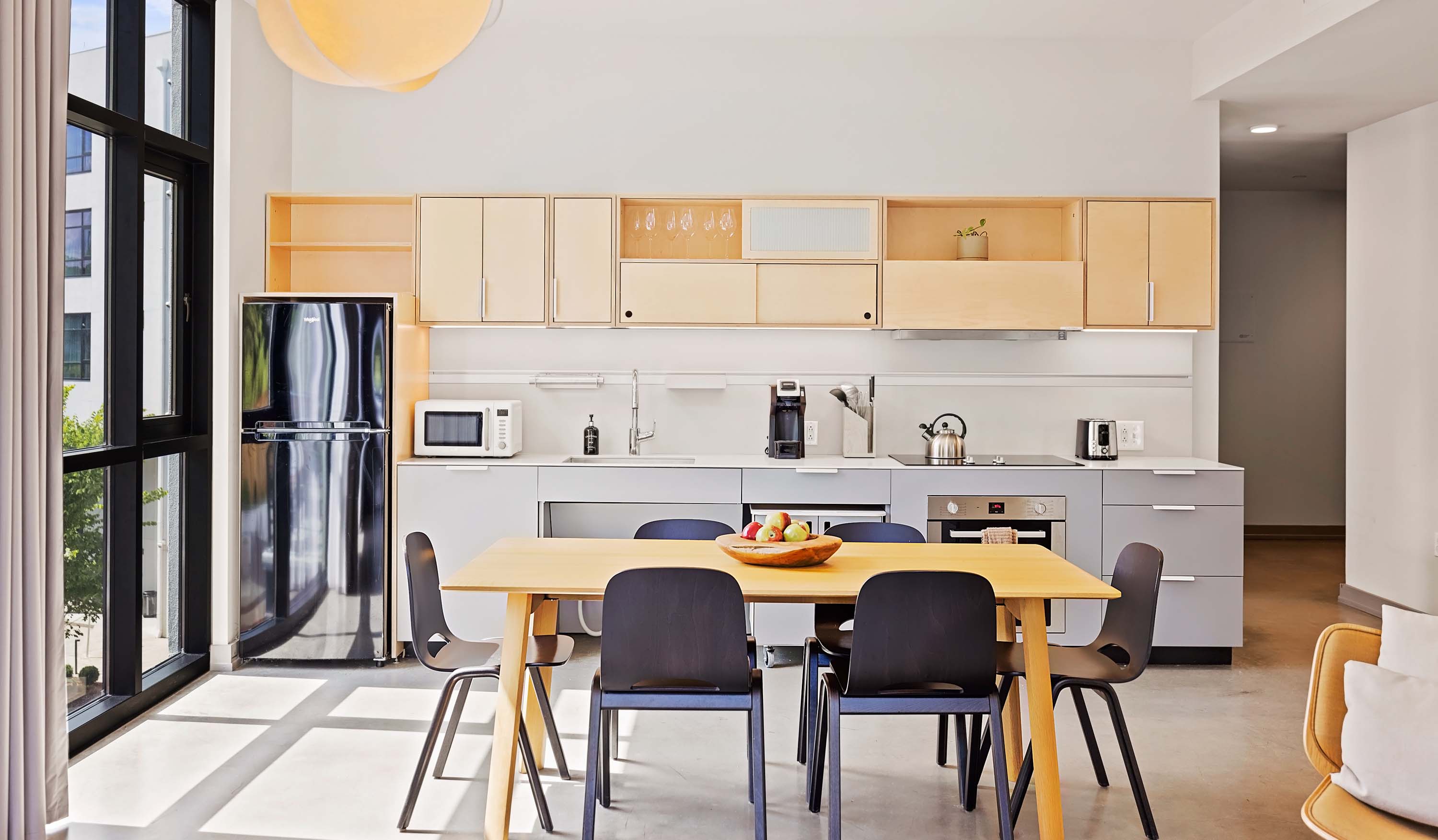 Dining area with kitchen. 