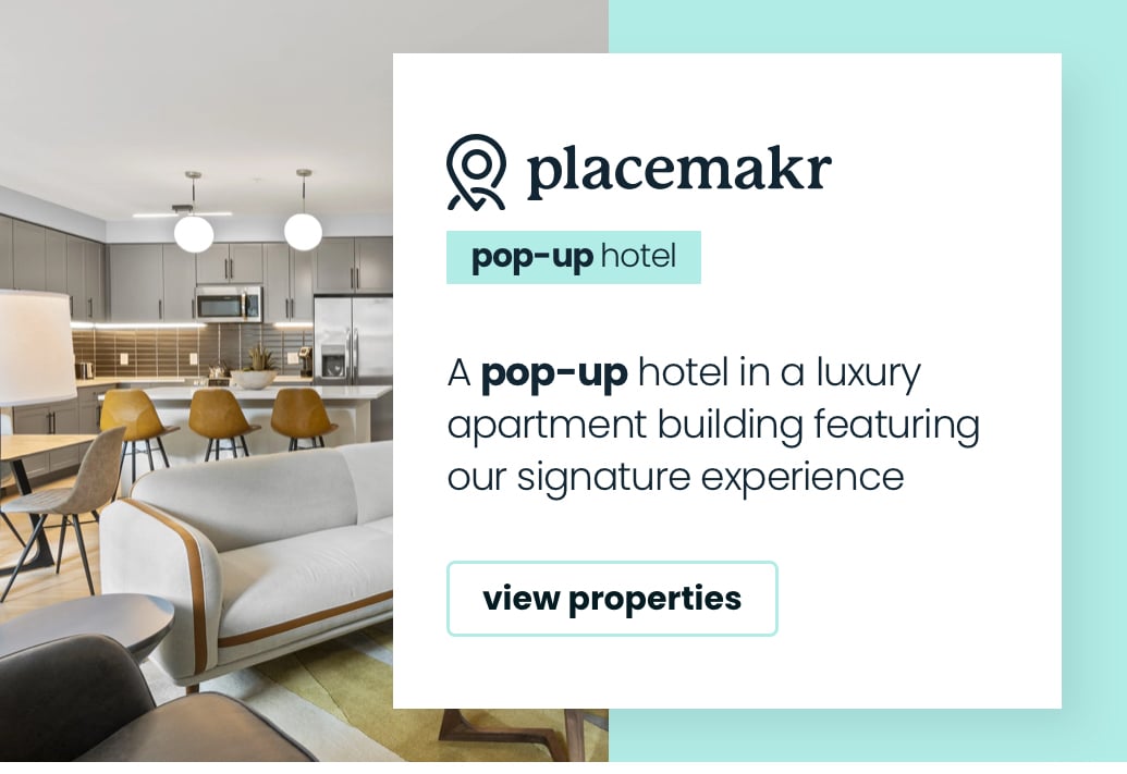 A pop-up hotel in a laxury apartment building featuring our signature experience